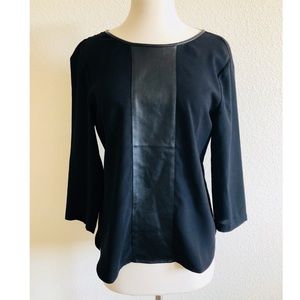 NWT Ann Taylor Faux Leather Paneled Tunic Blouse